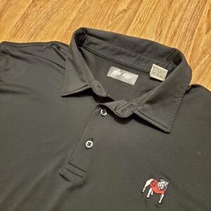 Georgia Bulldogs‎ Polo Shirt Men Large Black Performance Big Fly Sports Golf